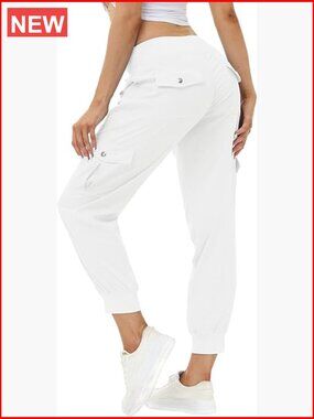 Lightweight Hiking Cargo Pants Quick Dry Joggers Elastic Waist 6 Pockets
